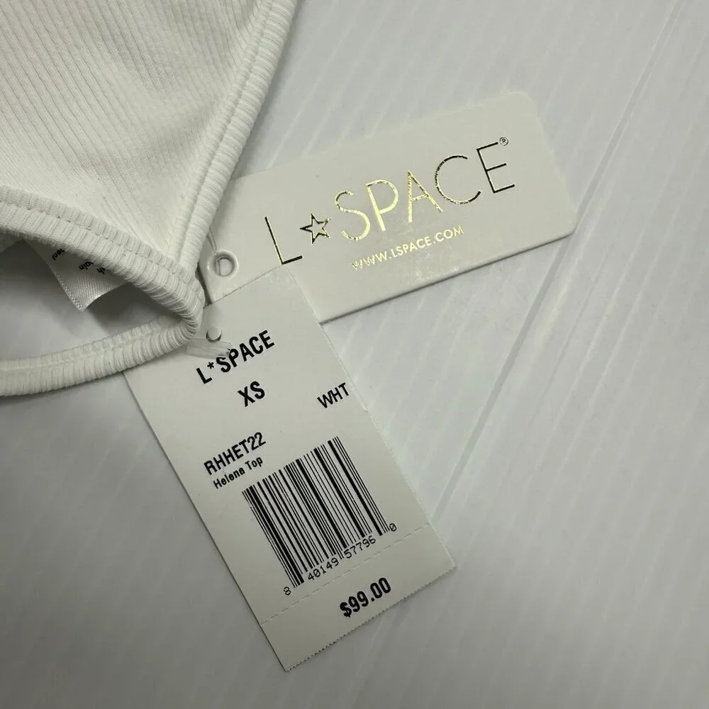 L Space Women's White Classic Wired Front Helena Bikini Top Swimwear Size XS NWT